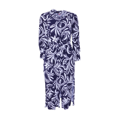 Navy Print Midi Dress