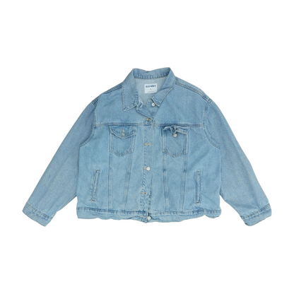 Blue Solid Denim Jacket