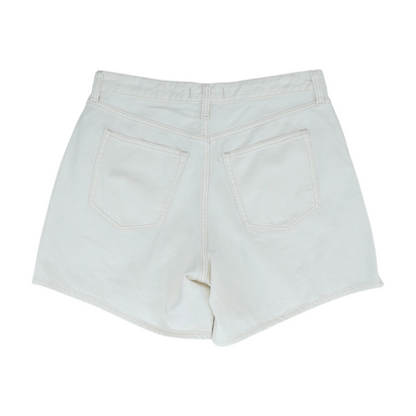 Ivory Solid Denim Shorts