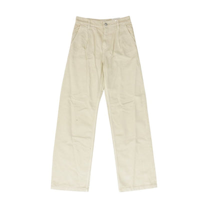 Beige High Rise Wide Leg Straight Jeans
