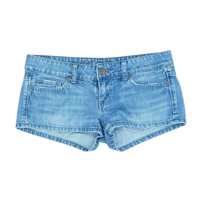 Blue Solid Denim Shorts