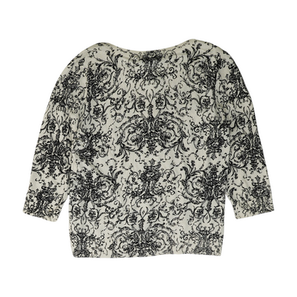 Cream Petite Print Pullover Sweater
