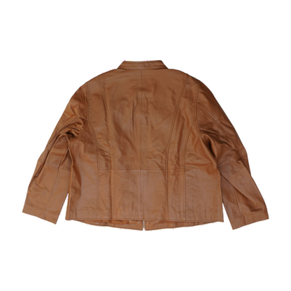 Brown Plus Solid Leather Jacket
