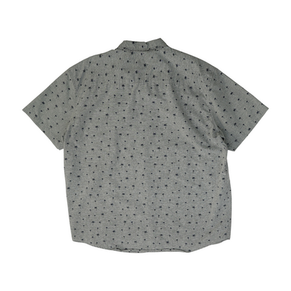 Gray Print Short Sleeve Button Down