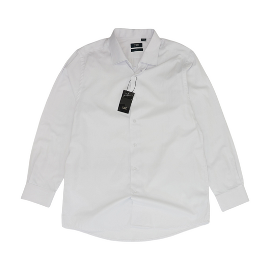 White Solid Long Sleeve Button Down