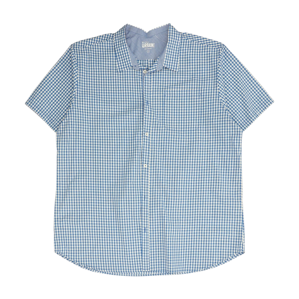 Blue Check Short Sleeve Button Down