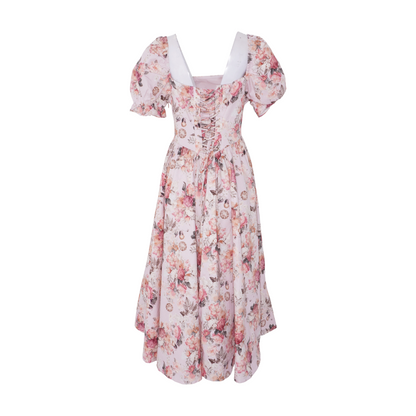 Pink Floral Midi Dress