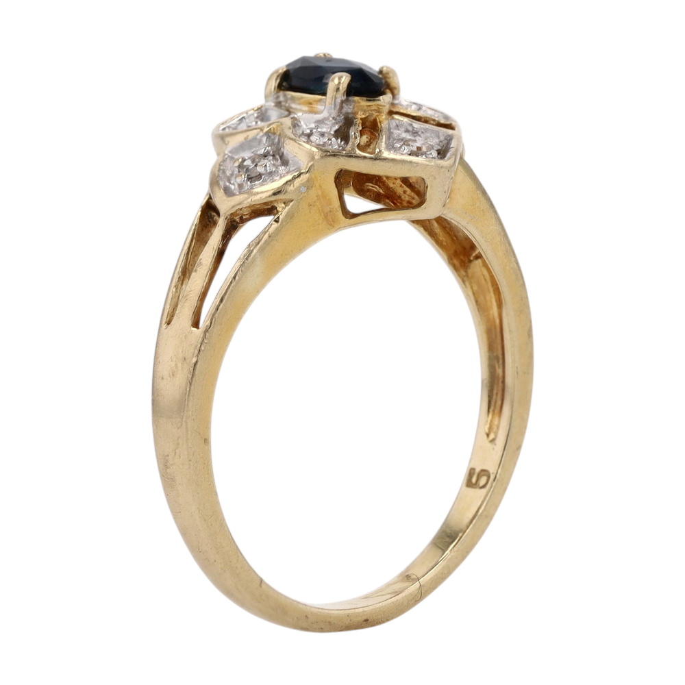 10K Two-Tone Gold Blue Stone Fashion Ring