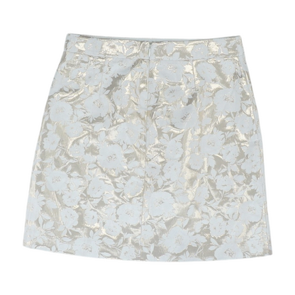 Beige Floral Mini Skirt
