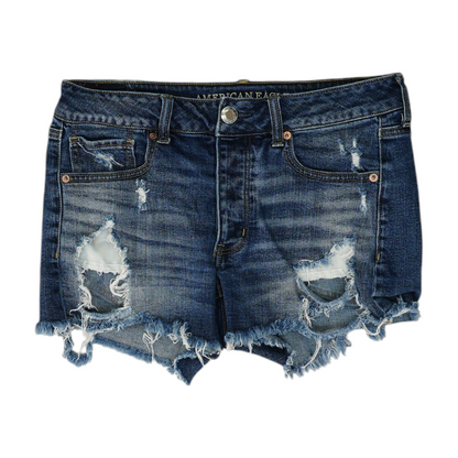 Blue Solid Denim Shorts