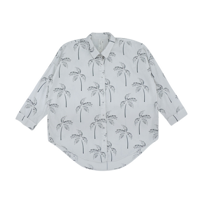 White Tropical Button Down
