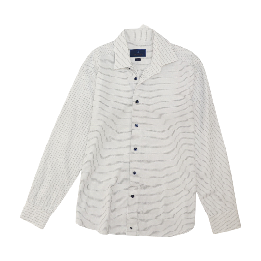 David Donahue White Abstract Long Sleeve Button Down – Image 1