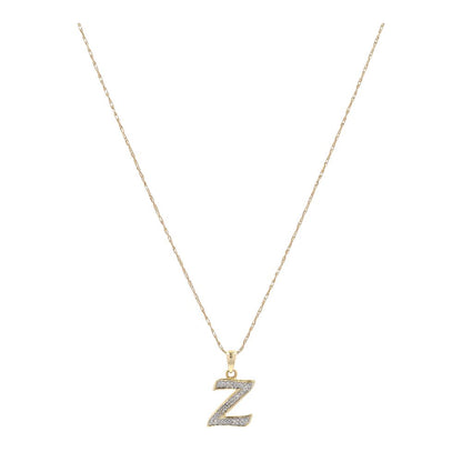 14K Gold Letter Z Pendant With Diamond Accents Necklace