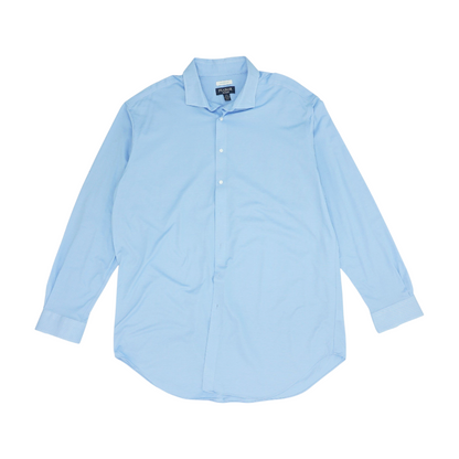 Blue Solid Long Sleeve Button Down