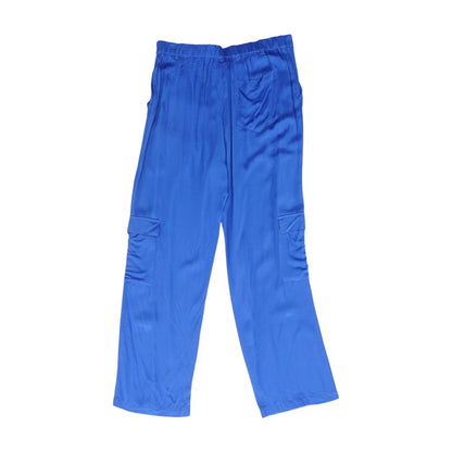 Blue Solid Dress Pants