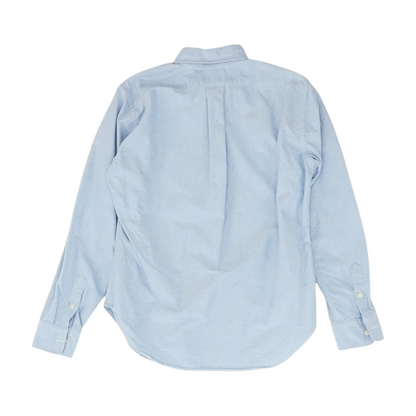 Blue Solid Long Sleeve Button Down
