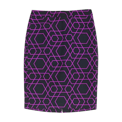 Navy Geometric Midi Skirt