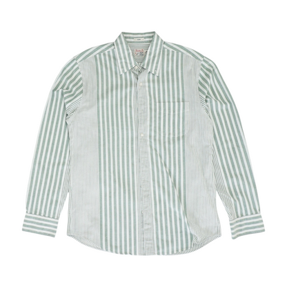 Green Striped Long Sleeve Button Down