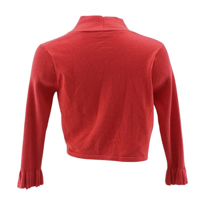 Red Solid Cardigan Sweater
