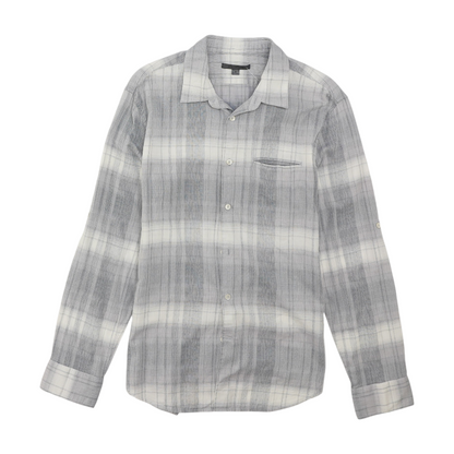 Gray Plaid Long Sleeve Button Down