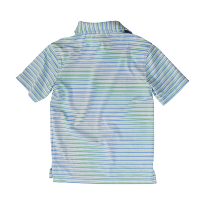 Blue Striped Short Sleeve Polo