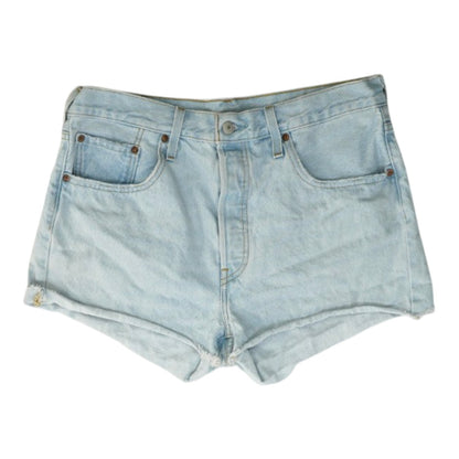 Blue Solid Denim Shorts