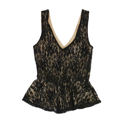 Black Floral Sleeveless Blouse