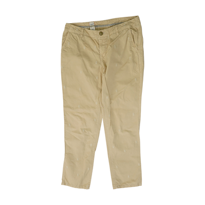 Beige Print Slim Pants