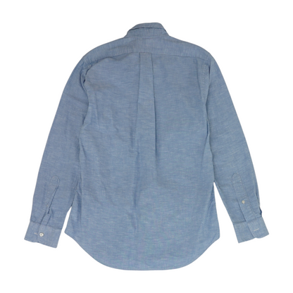 Blue Solid Long Sleeve Button Down