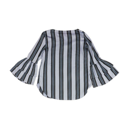 Blue Striped Long Sleeve Blouse