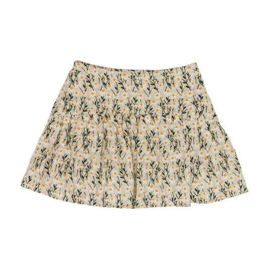 Beige Floral Mini Skirt