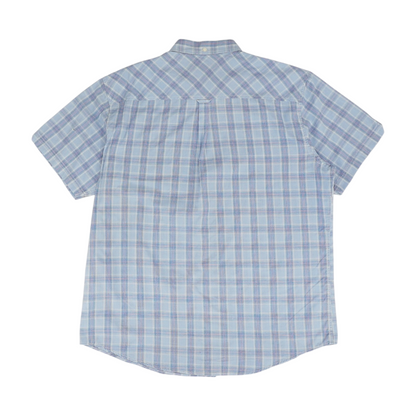 Blue Plaid Short Sleeve Button Down