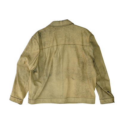 Tan Solid Leather Jacket