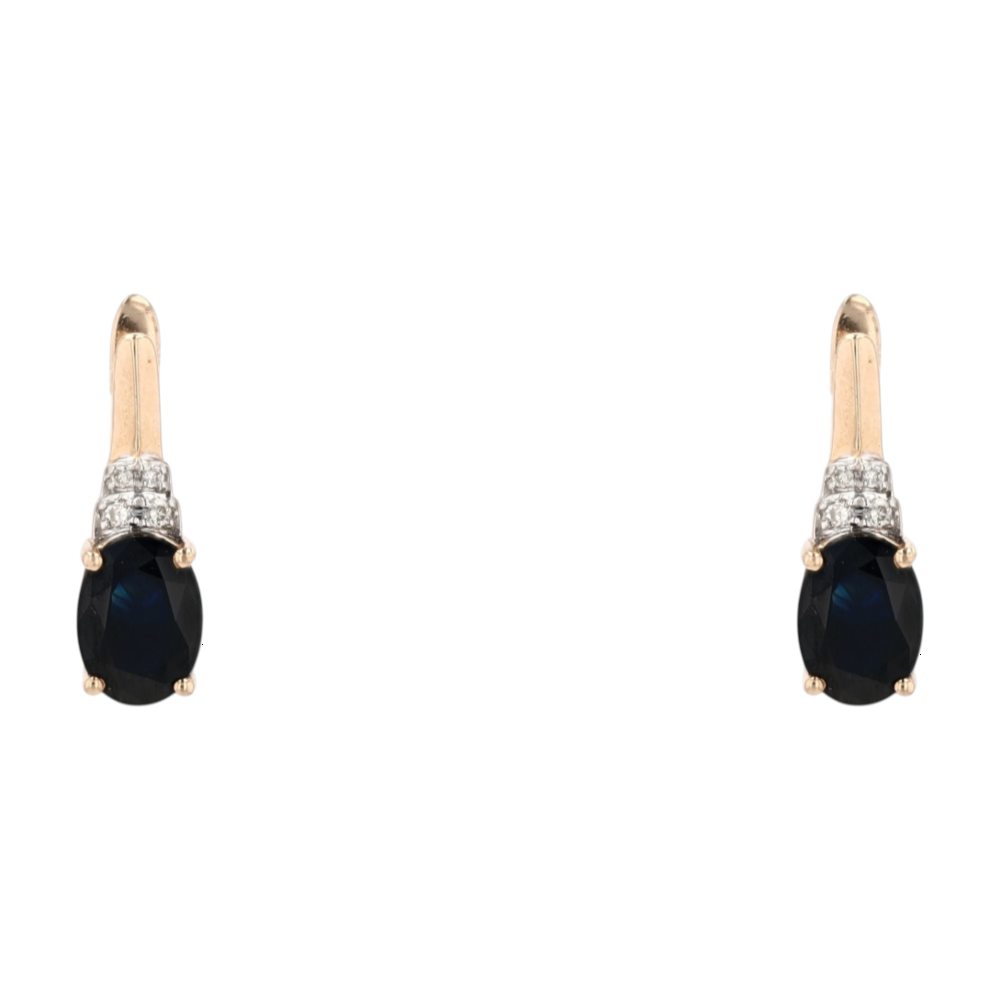 14K Rose Gold Blue Stone Drop Earrings
