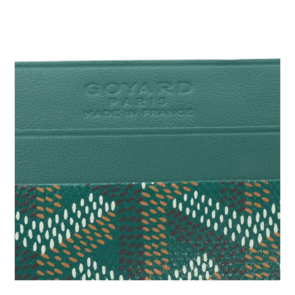 Green Goyardine Canvas & Vauzelles Calfskin Saint Sulpice Card Wallet