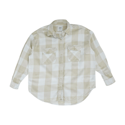 Beige Check Flannel Button Down