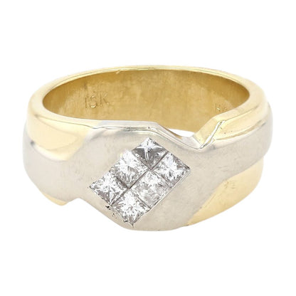 1/3 Ct 18K Two Tone Gold Square Diagonal Set Diamond Band