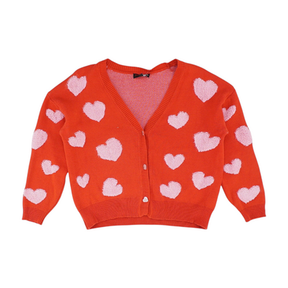 Red Hearts Cardigan Sweater