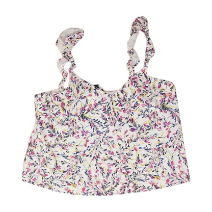 White Floral Sleeveless Blouse