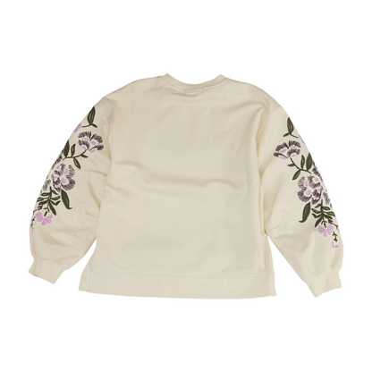 Cream Solid Sweatshirt Pullover