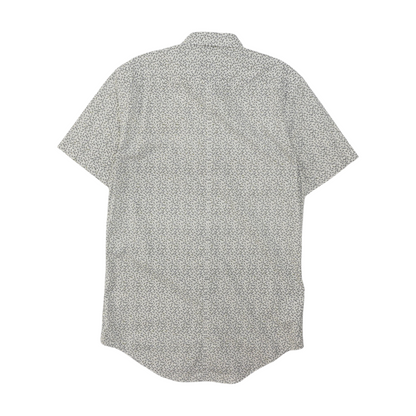 White Print Short Sleeve Button Down