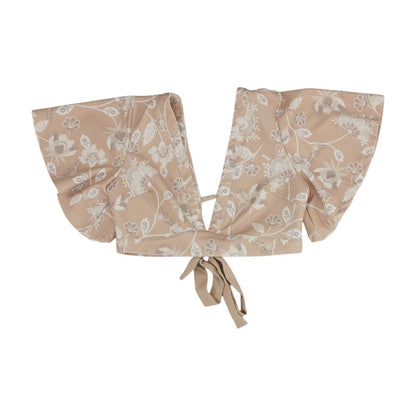 Beige Floral Short Sleeve Blouse