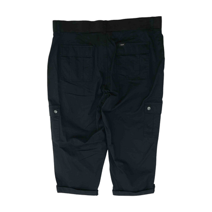 Black Plus Size Solid Cargo Capris