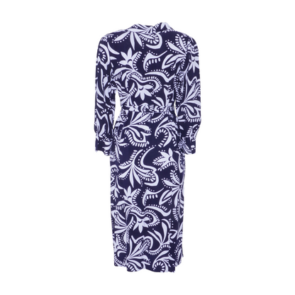 Navy Print Midi Dress
