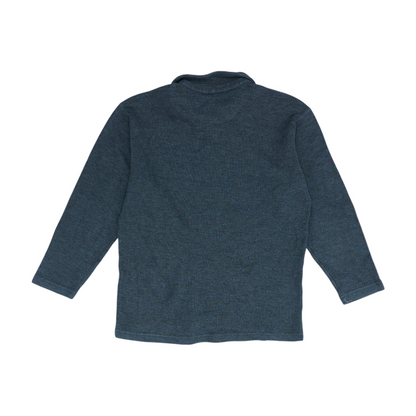 Gray Solid Long Sleeve Polo
