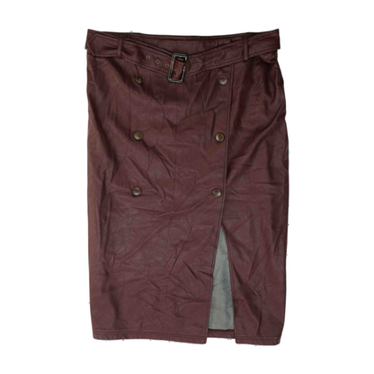 Maroon Plus Size Midi Skirt