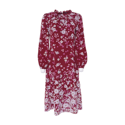 Maroon Floral Midi Dress