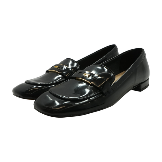 Black Leather Penny Square-Toe Loafers