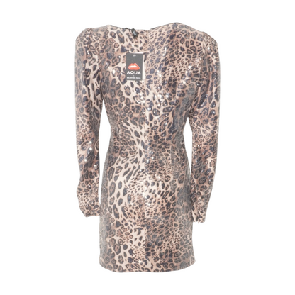 Beige Animal Print Mini Dress