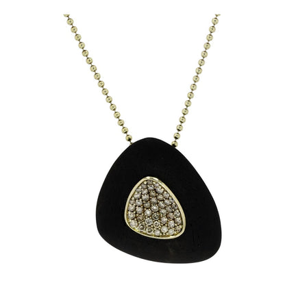 Gold Plated Sterling Silver Capri Plus Ebony And Pave Diamond Pendant Necklace